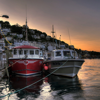 Buy canvas prints of  The sun goes down at West Looe by Rosie Spooner