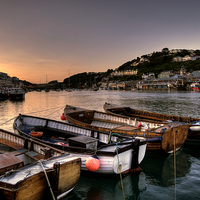 Buy canvas prints of  The sun goes down at Looe by Rosie Spooner