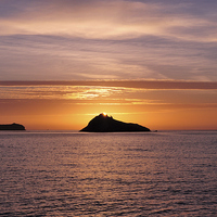 Buy canvas prints of  Thatcher Rock Sunrise taken from Meadfoot Beach by Rosie Spooner