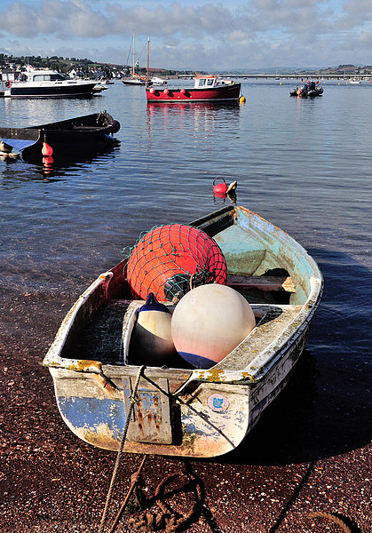  Boats and Buoys Teignmouth Back Beach Picture Board by Rosie Spooner