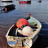 Buy canvas prints of  Boats and Buoys Teignmouth Back Beach by Rosie Spooner