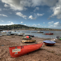 Buy canvas prints of  Boats on Teignmouth Back Beach  by Rosie Spooner
