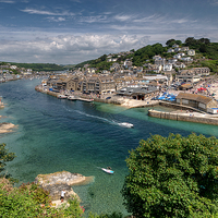 Buy canvas prints of  Boats on the River Looe and Town Beach by Rosie Spooner
