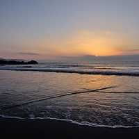 Buy canvas prints of  Sunrise on Town Beach Looe by Rosie Spooner