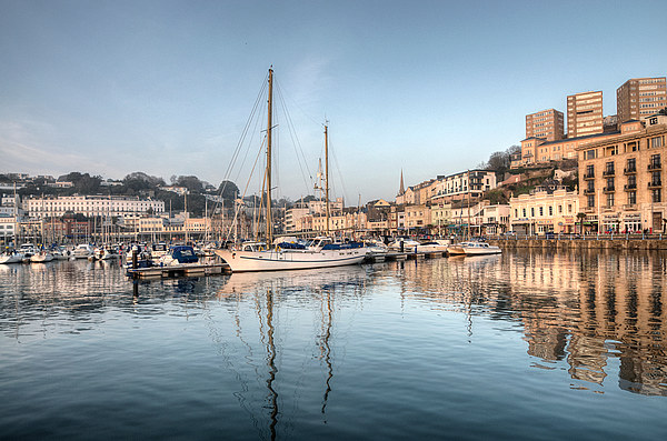 Early evening reflections at Torquay Harbour Picture Board by Rosie Spooner