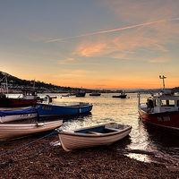 Buy canvas prints of  Sunset on Teignmouth Back Beach by Rosie Spooner