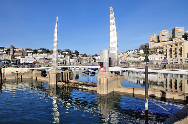  Blue Sky at Torquay Harbour and Bridge Picture Board by Rosie Spooner