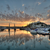 Buy canvas prints of Torquay Harbour sunset  by Rosie Spooner