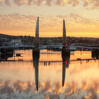 Buy canvas prints of  Sunset over Torquay Bridge by Rosie Spooner