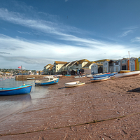 Buy canvas prints of  Peaceful early morning Teignmouth Back Beach by Rosie Spooner