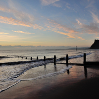 Buy canvas prints of  Teignmouth Beach Sunrise by Rosie Spooner