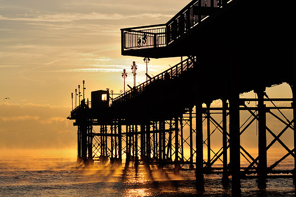 Mist at Sunrise by Teignmouth Pier Picture Board by Rosie Spooner