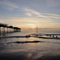 Buy canvas prints of  Sunrise by Teignmouth Pier by Rosie Spooner