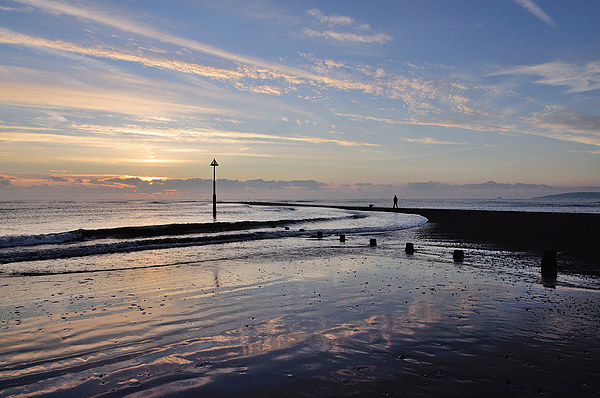  Sunrise at Low Tide on Teignmouth Beach Picture Board by Rosie Spooner
