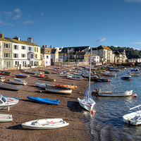 Buy canvas prints of  Boats on Teignmouth Back Beach  by Rosie Spooner