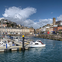 Buy canvas prints of Clouds gather over Torquay Harbour by Rosie Spooner