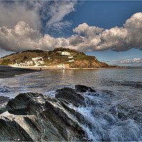 Buy canvas prints of Clouds gather at Millendreath Beach Looe by Rosie Spooner
