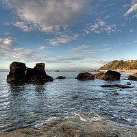 Buy canvas prints of Rocky View at the end of Meadfoot Beach Torquay by Rosie Spooner