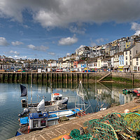 Buy canvas prints of Colourful Brixham Harbour in the sunshine by Rosie Spooner