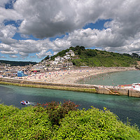 Buy canvas prints of Summer's Day looking down on Looe Beach and River by Rosie Spooner