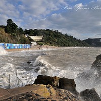 Buy canvas prints of Rough Sea at Meadfoot Beach Torquay by Rosie Spooner