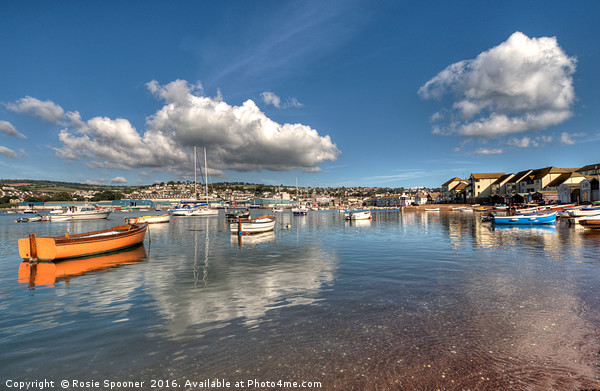 Cloud Reflections on Teignmouth Back Beach Picture Board by Rosie Spooner