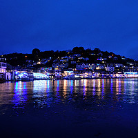 Buy canvas prints of Christmas Light reflections in Looe Cornwall by Rosie Spooner