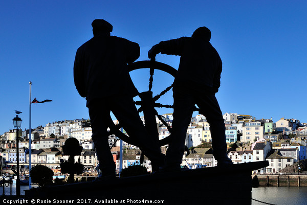 The Man and Boy Statue at Brixham Harbour Picture Board by Rosie Spooner