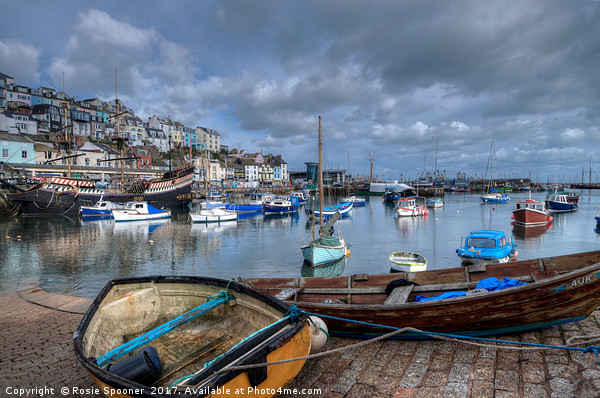 Peaceful day at Brixham Harbour Picture Board by Rosie Spooner