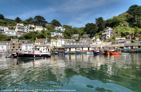 Reflections at Polperro Harbour in Cornwall Picture Board by Rosie Spooner