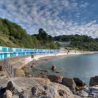 Buy canvas prints of Meadfoot Beach Chalets and Osborne Hotel Torquay by Rosie Spooner