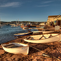 Buy canvas prints of Golden light on Teignmouth Back Beach on The River by Rosie Spooner