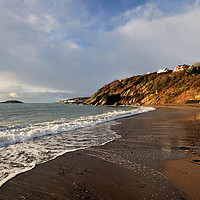 Buy canvas prints of Millendreath Beach Looking towards Looe island  by Rosie Spooner