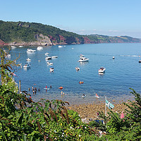 Buy canvas prints of Busy day in Babbacombe Bay Torquay by Rosie Spooner