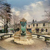 Buy canvas prints of Wellswood Village Torquay on a rare snowy day by Rosie Spooner