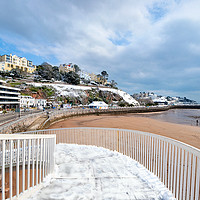 Buy canvas prints of Snowy day at Torre Abbey Sands Torquay by Rosie Spooner