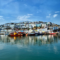 Buy canvas prints of Reflections at Brixham Harbour by Rosie Spooner