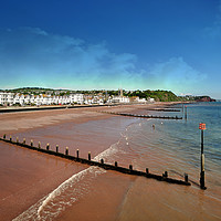 Buy canvas prints of Teignmouth Beach in South Devon at low tide  by Rosie Spooner