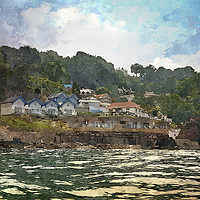 Buy canvas prints of The Cary Arms at Babbacombe viewed from the sea by Rosie Spooner