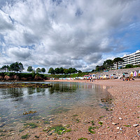 Buy canvas prints of Corbyn Head Beach and Beach Huts in Torquay  by Rosie Spooner