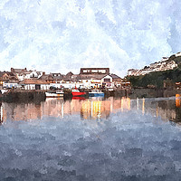 Buy canvas prints of Early evening reflections at Looe in  Cornwall by Rosie Spooner