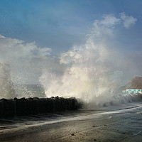 Buy canvas prints of Big Waves at Meadfoot Beach Torquay by Rosie Spooner
