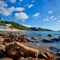 Buy canvas prints of Meadfoot Beach Torquay at Low Tide  by Rosie Spooner