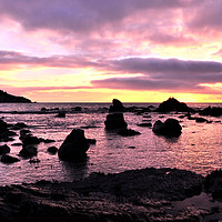 Buy canvas prints of Low tide sunrise at Meadfoot Beach in Torquay by Rosie Spooner