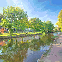Buy canvas prints of Colourful reflections at Dawlish Brook in Devon by Rosie Spooner