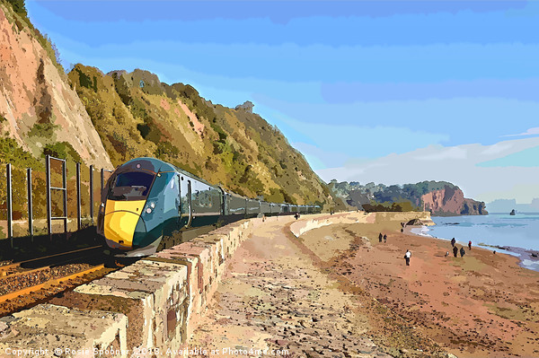 GWR train passing through Teignmouth from Dawlish Picture Board by Rosie Spooner
