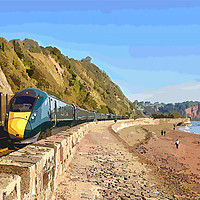 Buy canvas prints of GWR train passing through Teignmouth from Dawlish by Rosie Spooner