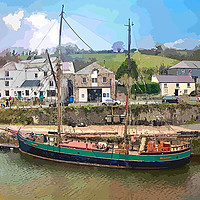 Buy canvas prints of Tall Ship in Charlestown Cornwall by Rosie Spooner