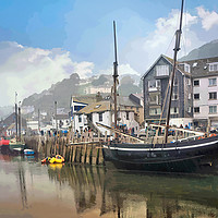 Buy canvas prints of Lugger moored in Looe South East Cornwall by Rosie Spooner