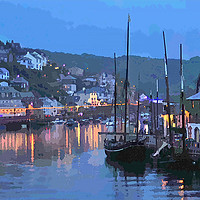 Buy canvas prints of Luggers at Looe in Cornwall at early evening  by Rosie Spooner